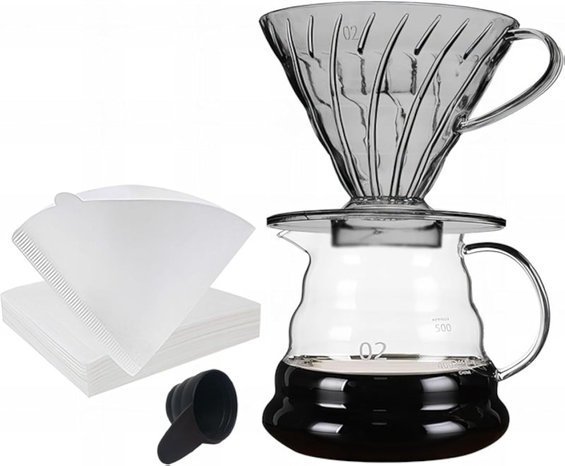 GAHVA V60 coffee set Pour Over Coffee Maker Set, v60 Coffee set Server Pot, with Drip Filter Elegant Coffee Dripper spoon v60 filter Ø§Ø¯ÙˆØ§Øª Ø§Ù„Ù‚Ù‡ÙˆÙ‡ Ø·Ù‚Ù… Ø§Ù„Ù‚Ù‡ÙˆØ© V60